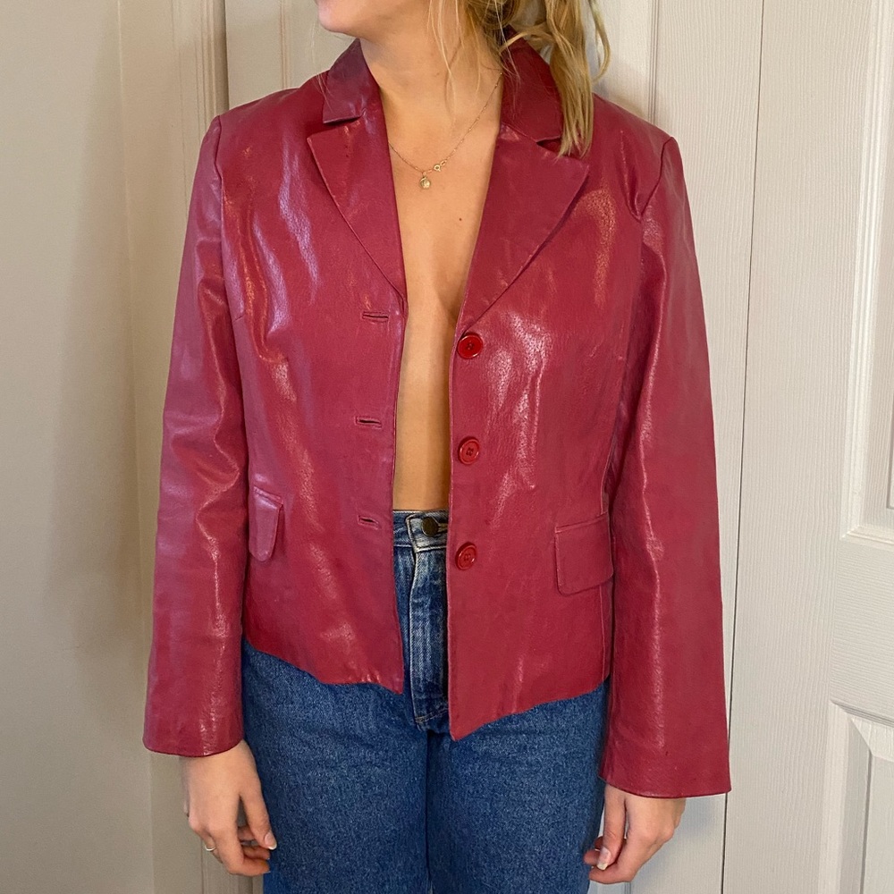 Red leather jacket